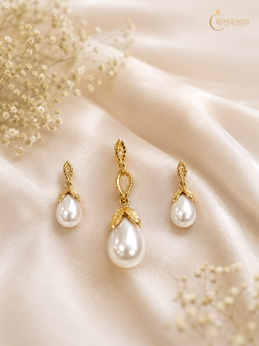 Silver gold plated pendant set