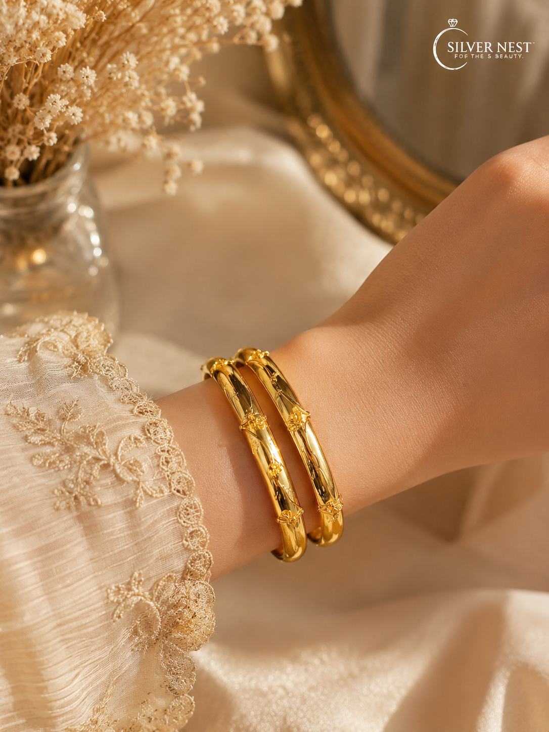 Gold plated silver bangles